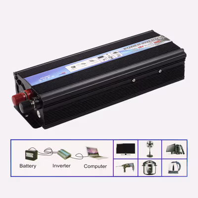 Taffware Rectangle Car Power Inverter DC 12V to AC 220V 2000W - ZX-2000E - Black — gambar 3