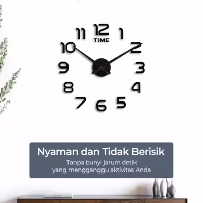 TaffHOME Jam Dinding Bulat DIY Quartz Giant Wall Clock 90-100cm - DIY-105 - Black — gambar 3