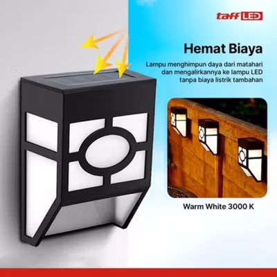 TaffLED Lampu Dinding Solar LED Outdoor Waterproof 2V - OO10 - Warm White — gambar 3