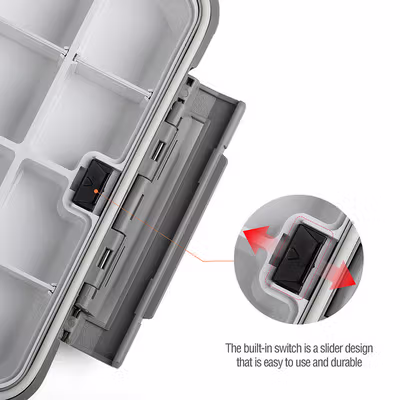 TaffSPORT Kotak Perkakas Pancing Kail Umpan Waterproof Tackle Box M - DY030 - Black — gambar 3