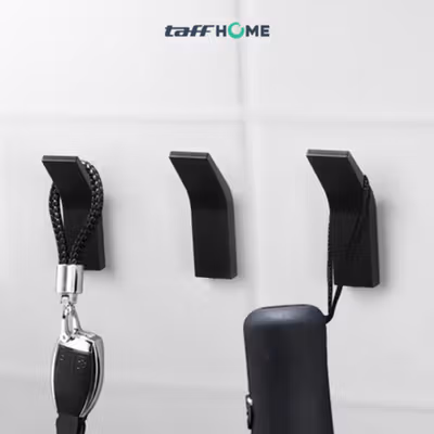 TaffHOME Gantungan Dinding Bathroom Wall Hook Hanger Space Aluminium - MT15 - Black — gambar 3