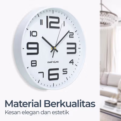 TaffHOME Jam Dinding Bulat Quartz Creative Design Modern 29cm - H6588 - White — gambar 3