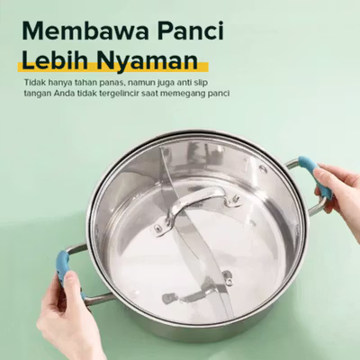 ISFRIDAY Penutup Gagang Panci Heat Insulation Holder Grip 2 PCS - IF1 - Light Blue — gambar 3