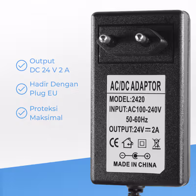 Taffware Adaptor Power Supply Converter AC to DC LED Strip 24V 2A - 2420 / 1820 - Black — gambar 3
