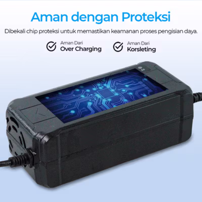 OTOHEROES Adaptor Charger Baterai Converter Aki Motor Skuter 48V 20Ah - YF2021-12 - Black — gambar 3
