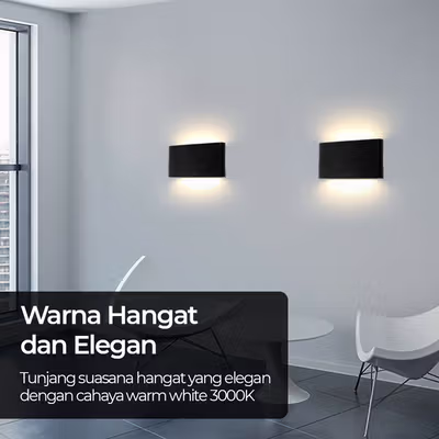 TaffLED Lampu Dinding Hias Outdoor Minimalis Waterproof Warm White 12W - NR-10 - Black — gambar 3