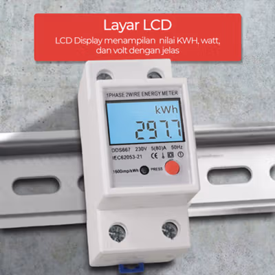 Taffware kWh Meter Pengukur Listrik Power Voltmeter 220V - DDS667 - White — gambar 3