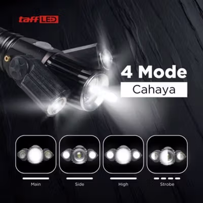 TaffLED Senter LED Telescopic Zoom Cree XML-T6 dan 2x XPE 1500 Lumens - KS-737 - Black — gambar 3