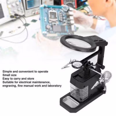 Pegangan Solder dengan Kaca Pembesar LED Welding Magnifier 2.5X/4X/16X - TE-803 - Black — gambar 3