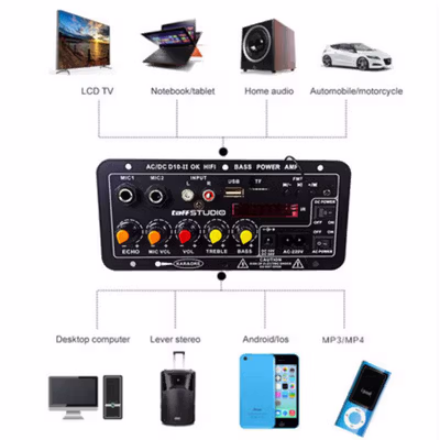 TaffSTUDIO Papan Audio Amplifier Karaoke Bluetooth with Digital Screen - D10 - Black — gambar 3