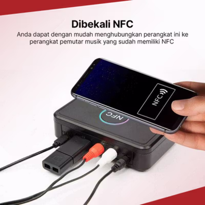 TaffSTUDIO Audio Bluetooth 5.0 Receiver Adapter NFC RCA AUX - D10 - Black — gambar 3