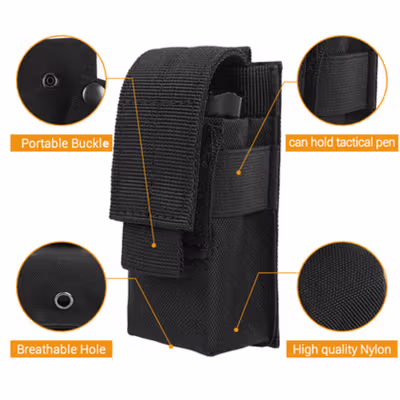 SHUANBAO Sarung Senter Flashlight Holster Bag Tactical 600D Nylon - SAN-60 - Black — gambar 3