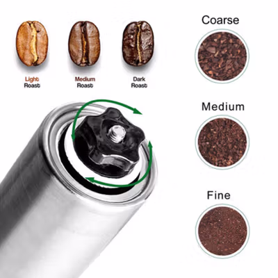 iCafilas Alat Penggiling Kopi Manual Coffee Grinder Adjustable - Silver — gambar 3