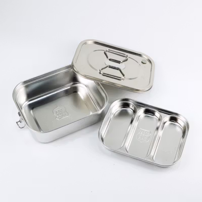 HE JIA FAN LE Kotak Makan Lunch Box Stainless Steel 304 2L Triple Compartment - HS233 - Silver — gambar 3
