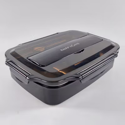 TaffHOME Kotak Makan Lunch Box Stainless Steel 3 Grid 1L - OU1000 - Black — gambar 3