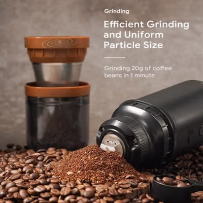 iCafilas Alat Penggiling Kopi Elektrik Coffee Grinder 2in1 Dripper - FK13 - Black — gambar 3
