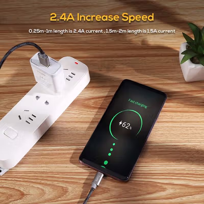 TOPK Kabel Data USB Type C Multifungsi Fast Charging Braided 3A 1M - AN09 - Dark Gray — gambar 3