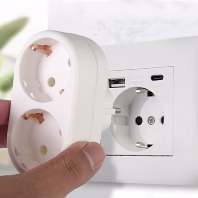 DLV Steker Listrik 2 Socket EU Plug Grounding Extension 16A 250V 3500W - B2-1G - White — gambar 3
