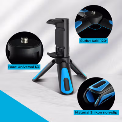 APEXEL Tripod HP Monopod Portable Rotateable 1/4 Screw - APL-JJ08 - Black — gambar 3