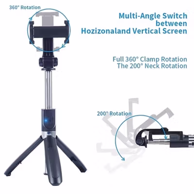 APEXEL Tripod HP Tongsis Monopod Portable with Bluetooth Remote - APL-L01 - Black — gambar 3