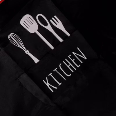 TaffHOME Celemek Masak Apron Dapur Model Kantong Pola Spatula - JJ41 - Black — gambar 3