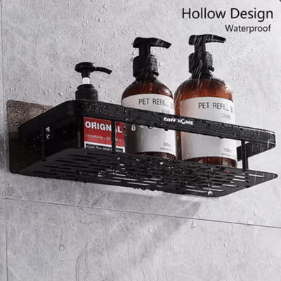 TaffHOME Rak Gantung Kamar Mandi Organizer Rack Aluminium 2 PCS - SHR241 - Black — gambar 3