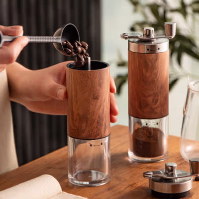 Damisu Alat Penggiling Kopi Manual Coffee Grinder Adjustable - DSU-17 - Brown — gambar 3