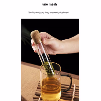 RAZZUM Saringan Teh Kaca Filter Reusable Infuser Glass Tube - RZ155 - Transparent — gambar 3