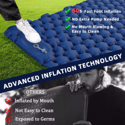 EVURU Kasur Matras Angin Double Inflatable Moistureproof Foldable - ER-125 - Dark Blue — gambar 3