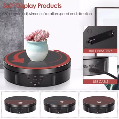 Alas Putar Fotografi Rotating Display Stand Turntable 6in1 14.5cm - QM1047 - Black — gambar 3