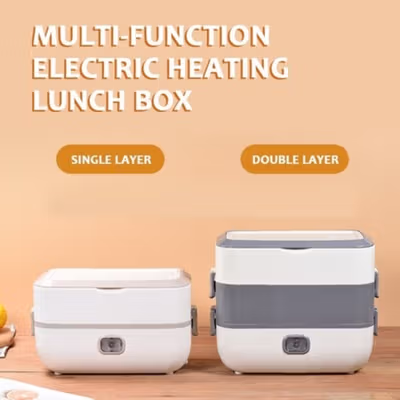 ANYTRP Kotak Makan Pemanas Elektrik Single Layer Lunch Box 2 Bowl 1.2L - DFH-C01 - White — gambar 3
