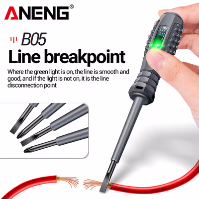 ANENG Obeng Tespen Tester Pen with Dual LED Indicator Minus Prefix - B05 - Gray — gambar 3