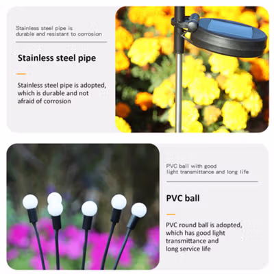 TaffLED Lampu Taman Outdoor Firefly IP65 Solar Panel Warm White 3000K - H-10 - Black — gambar 3