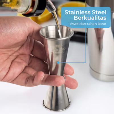 One Two Cups Gelas Ukur Jigger Bartender Double Shot 30ml dan 50ml - MSA10 - Silver — gambar 3