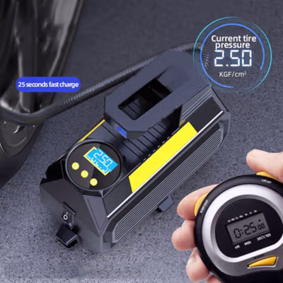 HSC Pompa Ban Elektrik Portable Air Compressor DC 12V 150 PSI - 8001 - Black — gambar 3