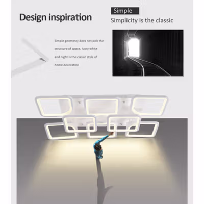 TaffLED Lampu Plafon LED Chandelier Remote App 3 Color 8 Head 30-45W - IR-62 - Black — gambar 3