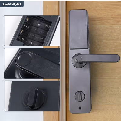 TaffHOME Smart Door Lock Fingerprint Password Card Alarm - XR25 - Black — gambar 3