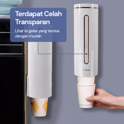 BOUTIQUE Dispenser Gelas Wall Cup Holder Storage Rack Organizer - A2102 - White — gambar 3