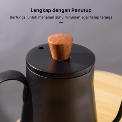 Cinsoya Teko Kopi Leher Angsa Gooseneck Pour Over Drip Kettle 400ml - C0053 - Black — gambar 3