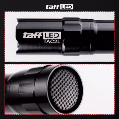 TaffLED Police Senter LED Flashlight Waterproof 1W - TAC 2L - Black — gambar 3