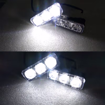 DRL Lampu Mobil Headlight LED Car Light Daytime Waterproof 3LED 1 Pair - HT7 - Black — gambar 3