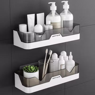 TaffHOME Rak Gantung Kamar Mandi Organizer Storage Rack - 1P - Black — gambar 3