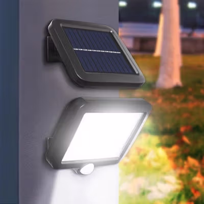 YuYi Lampu Hias Dinding Outdoor Solar Panel PIR IP65 Cool White 0.55W - SMT-F100 - Black — gambar 3