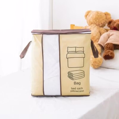 TIENDA Tas Penyimpanan Baju Selimut Multifungsi Duffel Organizer Bag - T50 - Brown — gambar 3