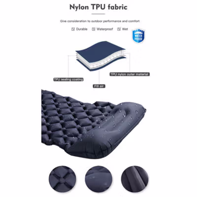 TaffSPORT Kasur Matras Angin Manual Sleeping Pad Waterproof Single - SB-14 - Blue — gambar 3