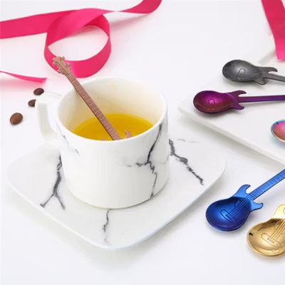 Pawaca Sendok Teh Dessert Model Gitar Spoon Stainless Steel - RR-09 - Golden — gambar 3