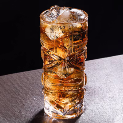 GOQIA Gelas Kaca Aesthetic Kopi Teh Hawaiian Tiki Glass 400ml - GT81 - Transparent — gambar 3