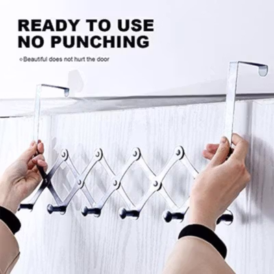 Viinice Gantungan Baju Belakang Pintu Retractable Hanger 4 Hook - RH66 - White — gambar 3