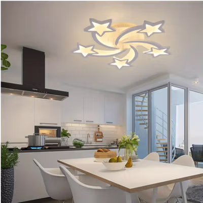 MINGKO Lampu LED Plafon Modern Ceiling Light 45W 5 Star 3in1 Color - ZX60W - White — gambar 3