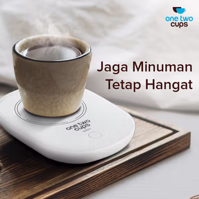 One Two Cups Tatakan Gelas Pemanas Coffee Cup Warmer Heating Pad 220V - NN201 - White — gambar 3